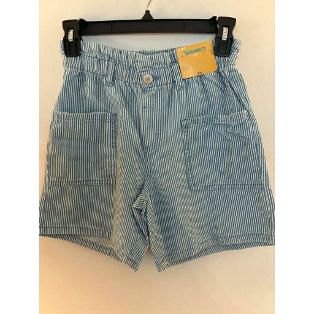 Thereabouts Girls Railroad Stripe Shorts Size 10 Blue White‎ Pull On Cotton NWT